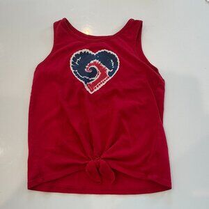 Celebrate Patriotic, Red White and Blue Heart Girls Tie front Tee,  Size Small 6